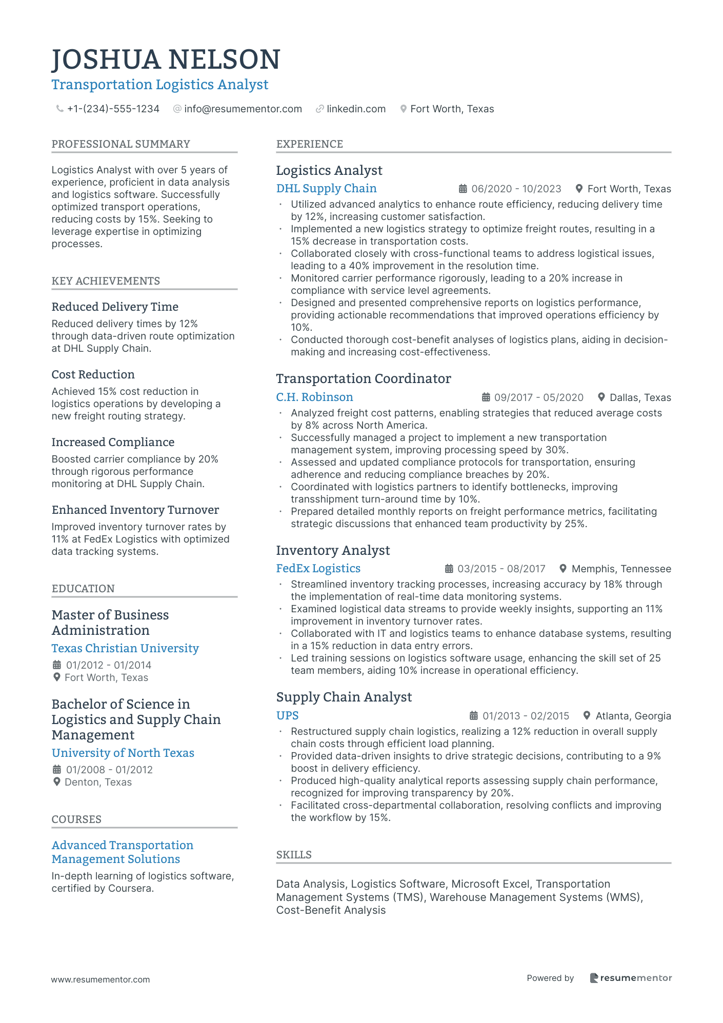 Transportation Logistics Analyst