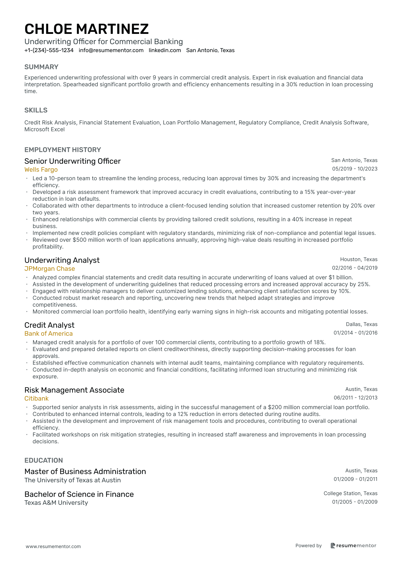 Underwriting Officer for Commercial Banking