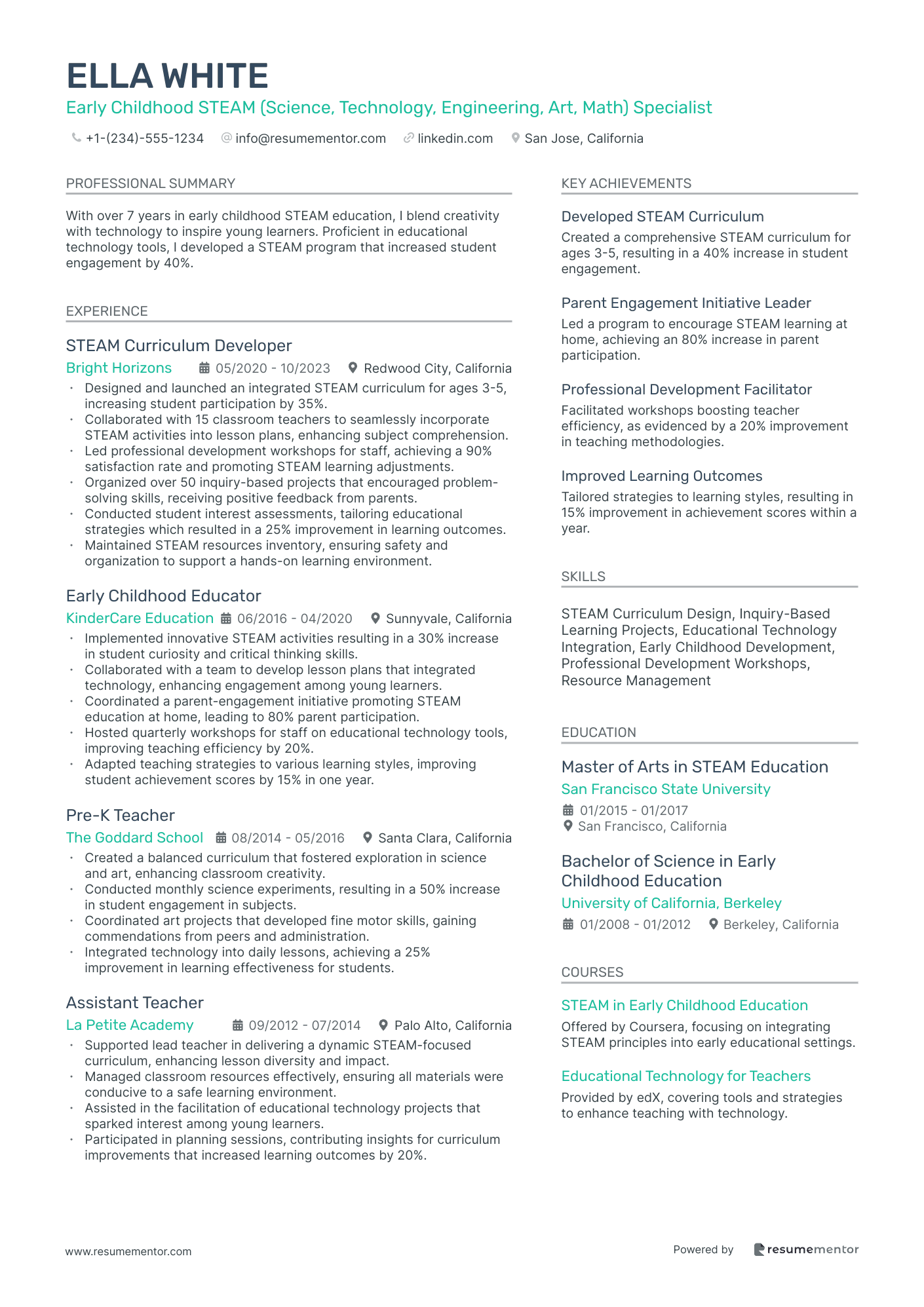 Early Childhood STEAM (Science, Technology, Engineering, Art, Math) Specialist