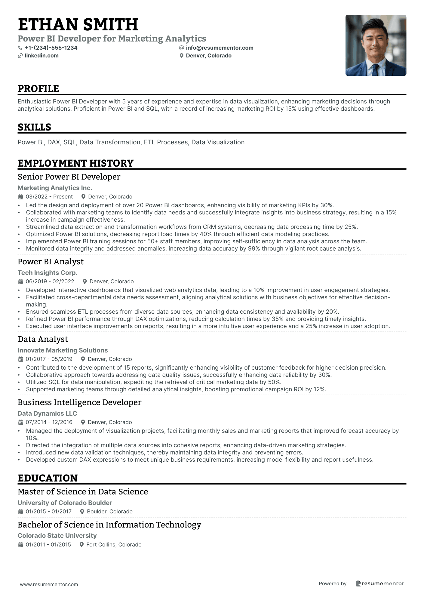 Power BI Developer for Marketing Analytics.