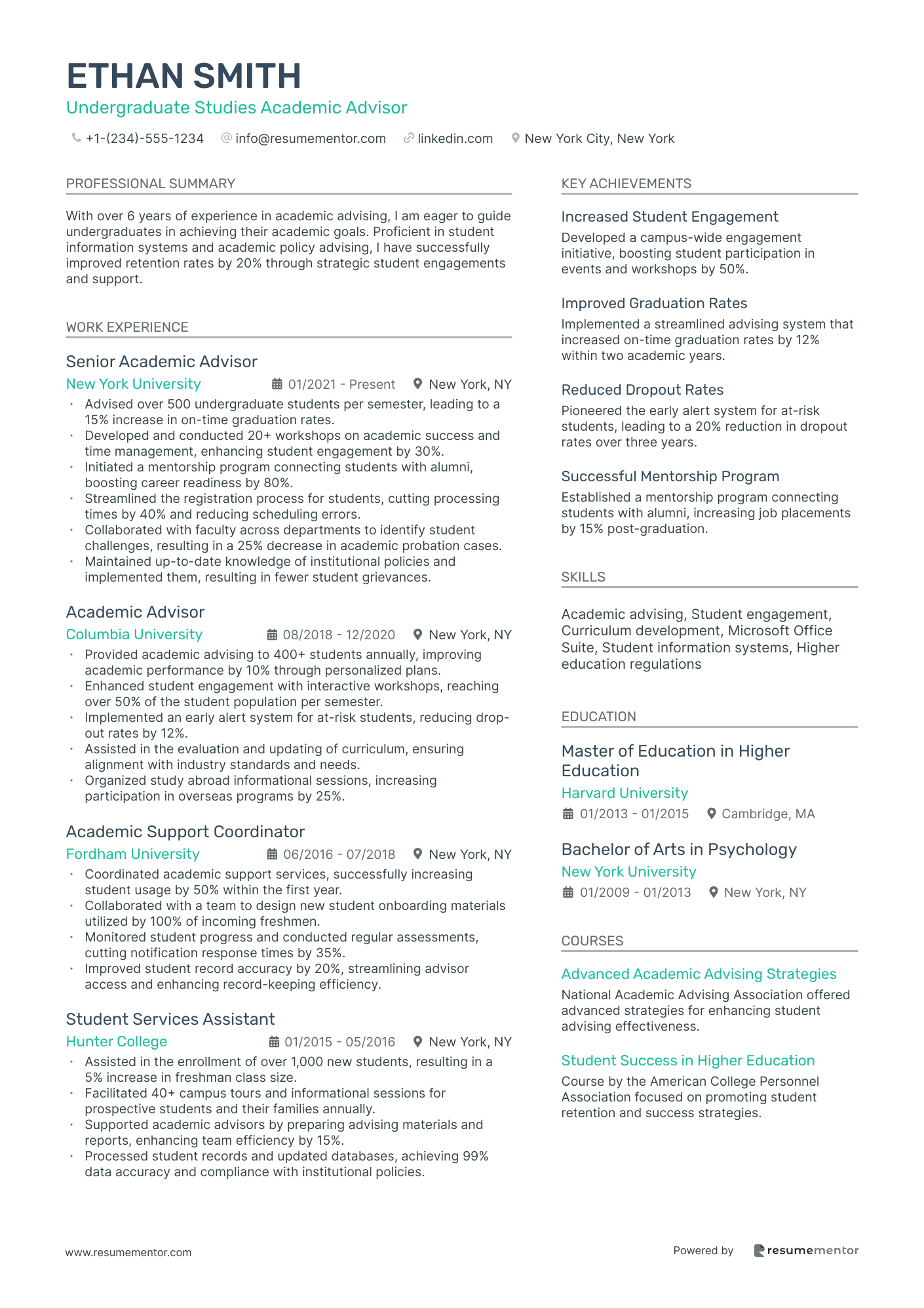 Undergraduate Studies Academic Advisor