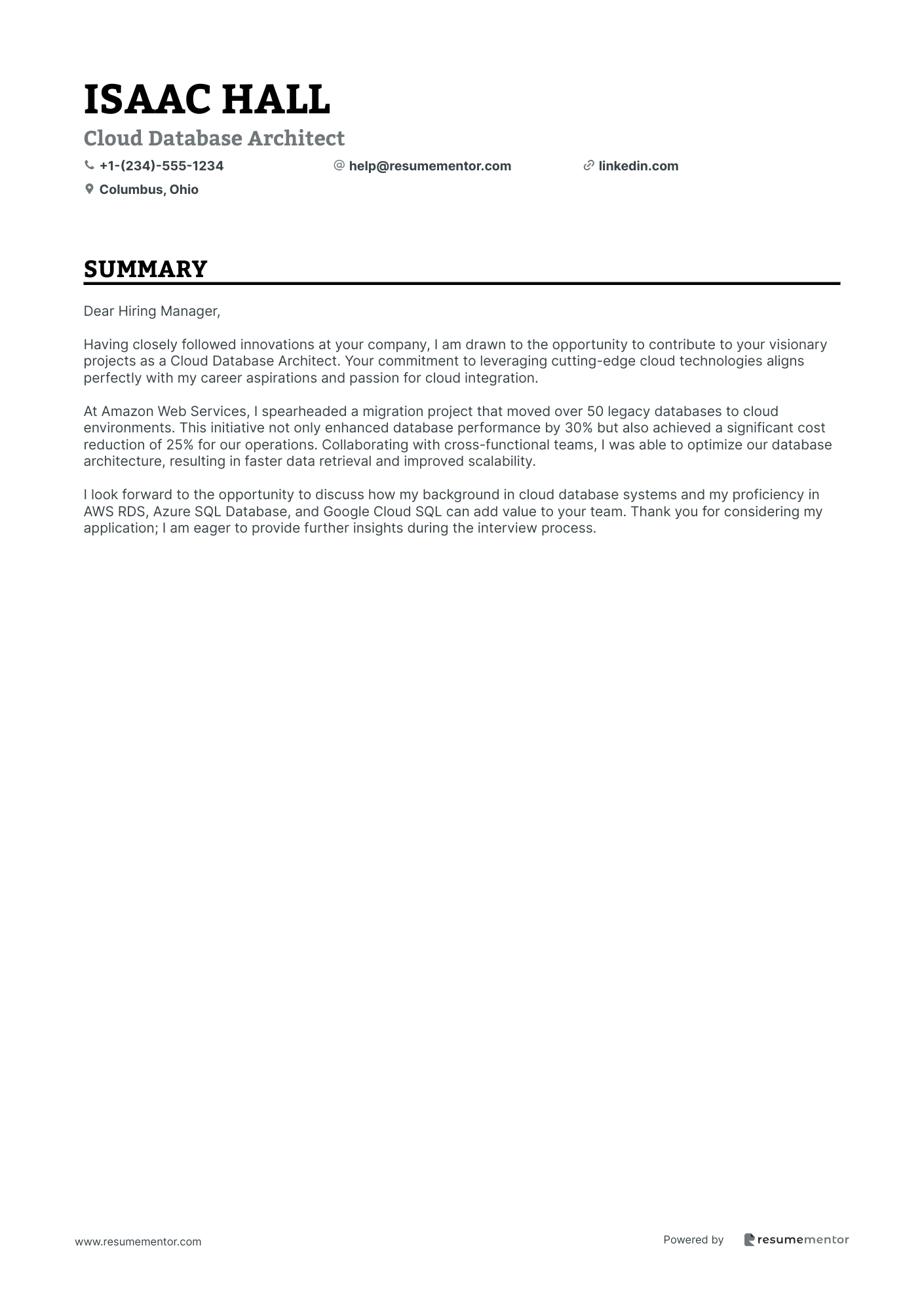 Cloud Database Architect
