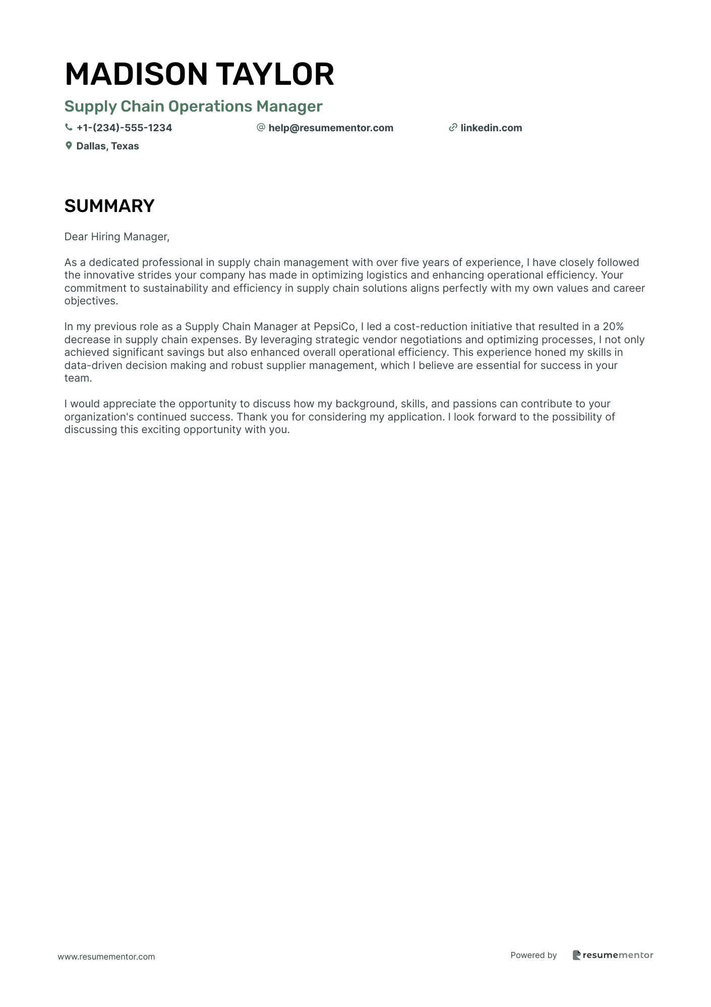 Supply Chain Operations Manager