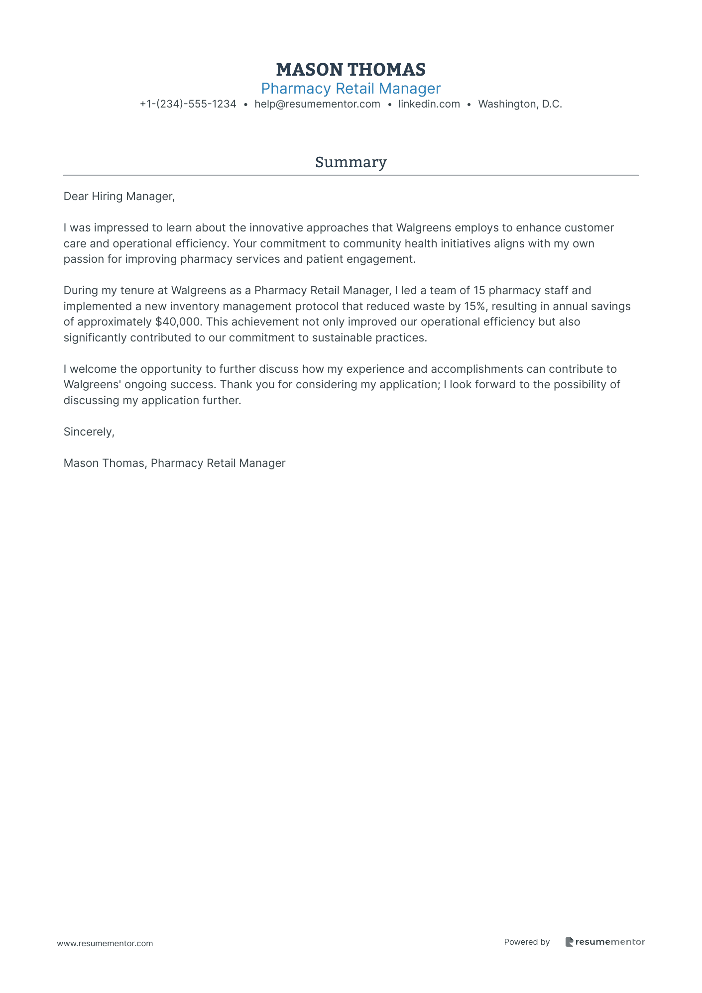 Pharmacy Retail Manager