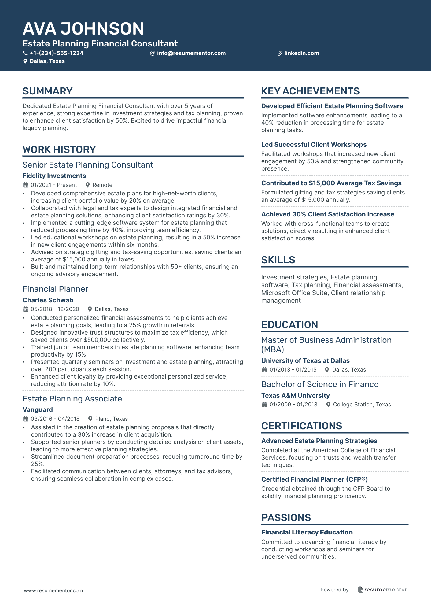 Estate Planning Financial Consultant