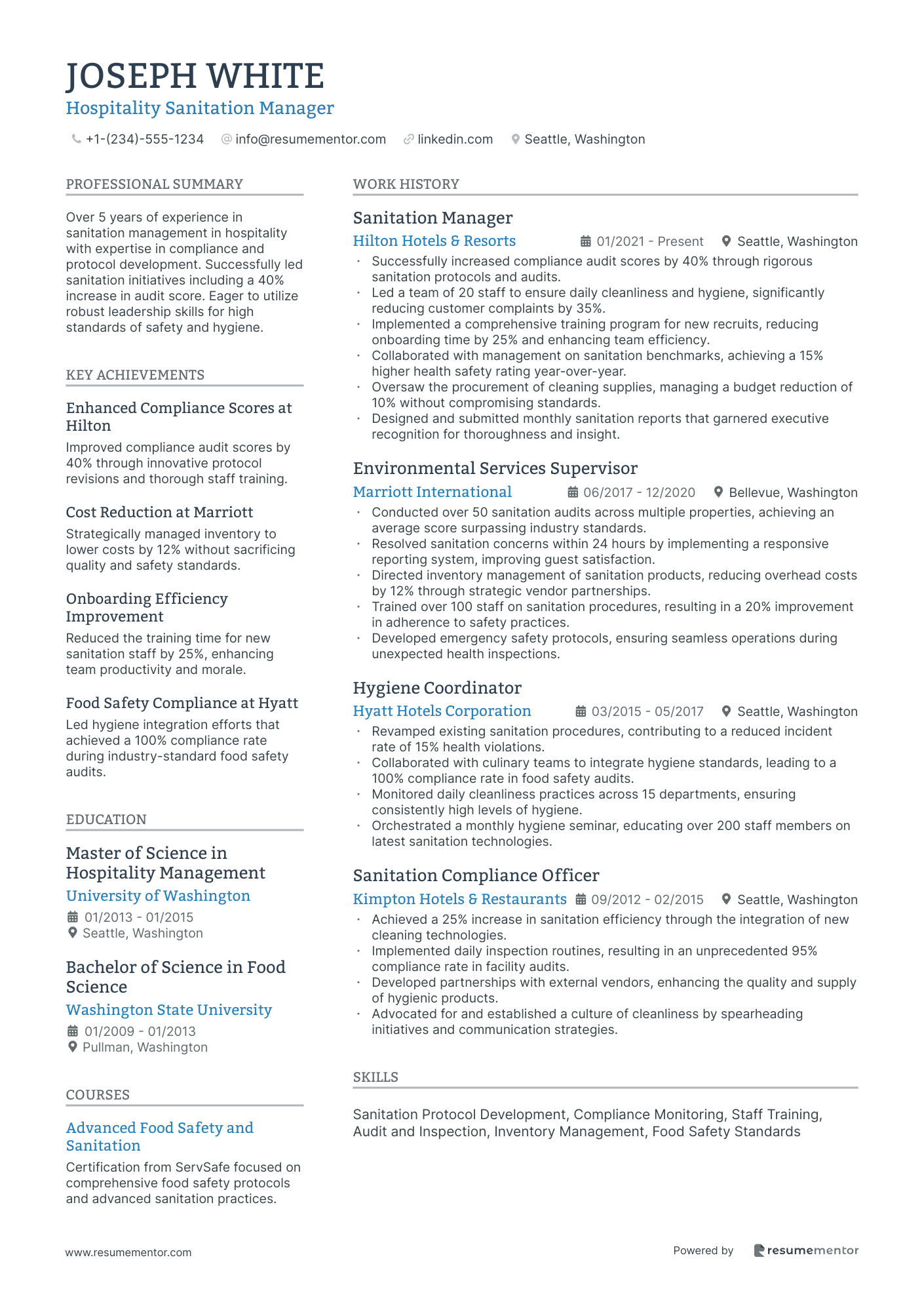 Hospitality Sanitation Manager