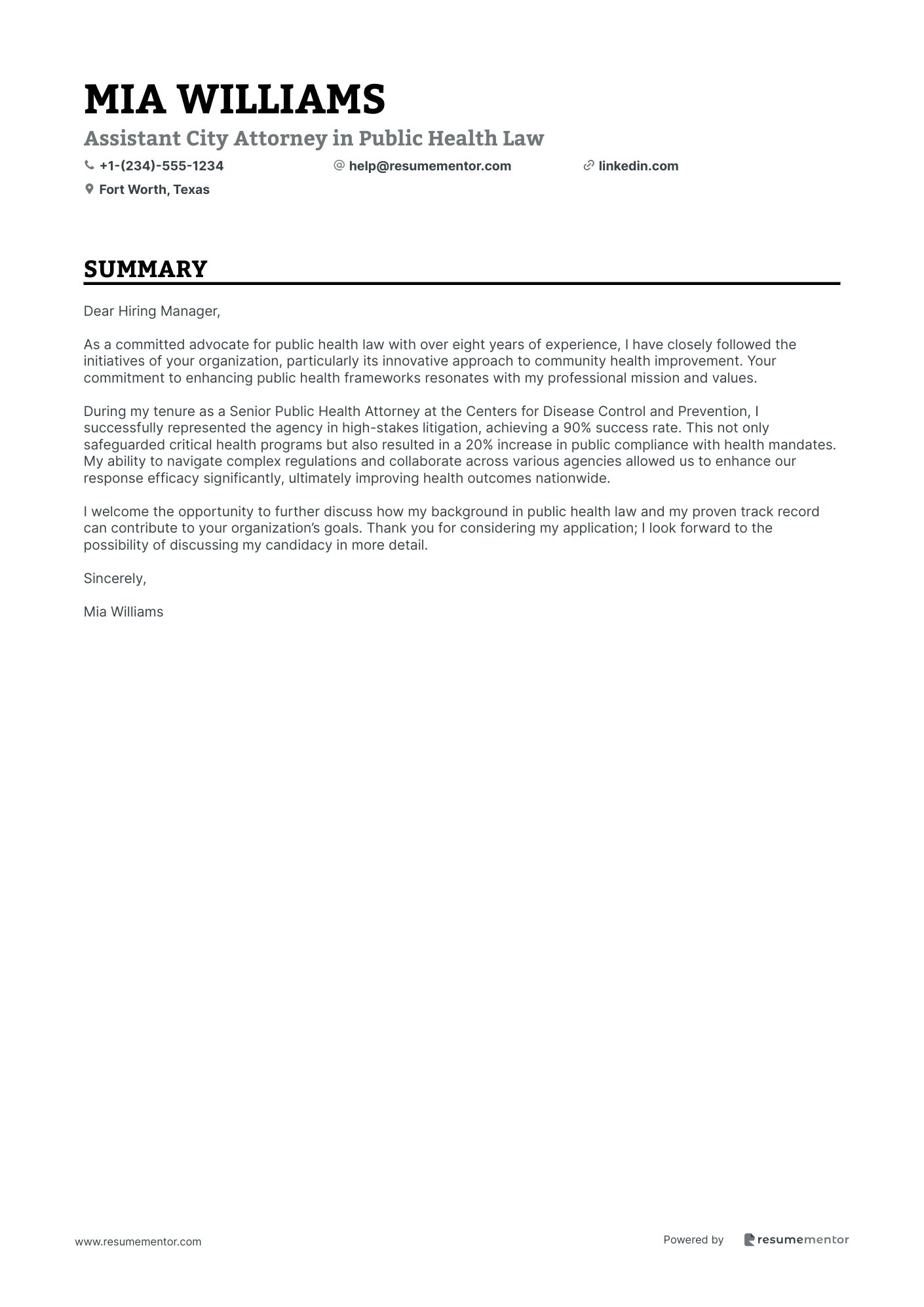 Assistant City Attorney in Public Health Law