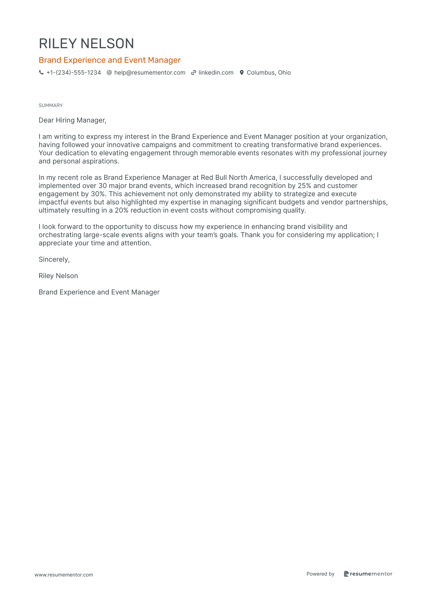 Brand Experience and Event Manager