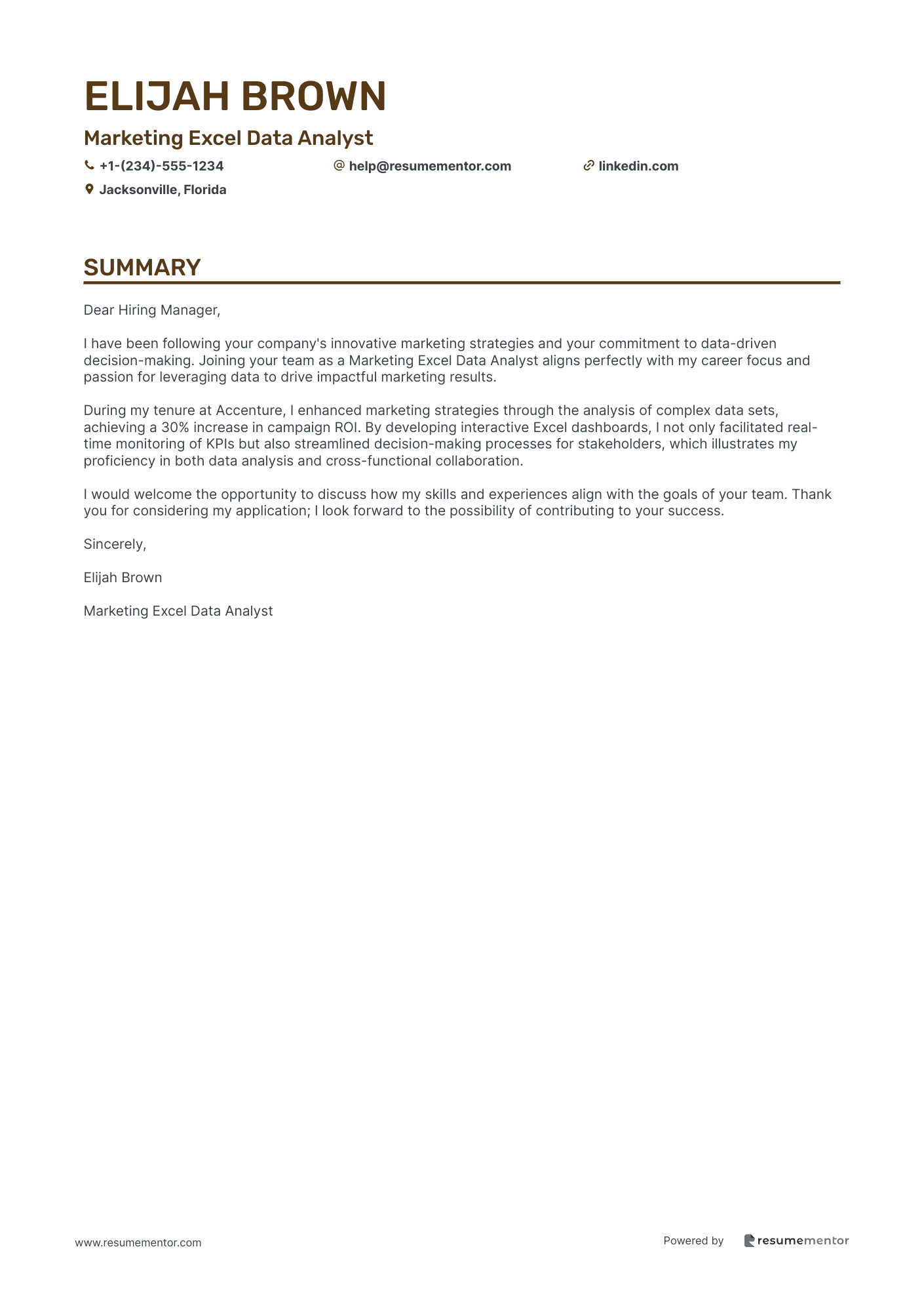 Marketing Excel Data Analyst