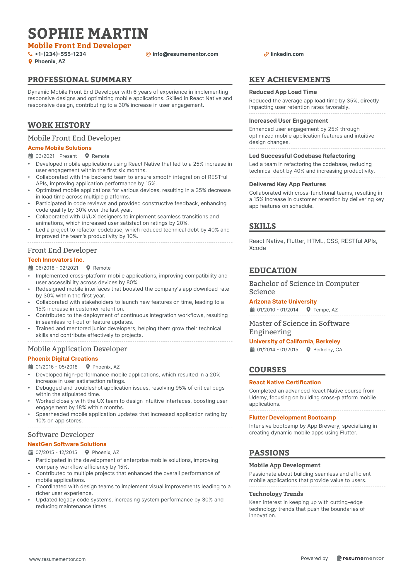 Mobile Front End Developer