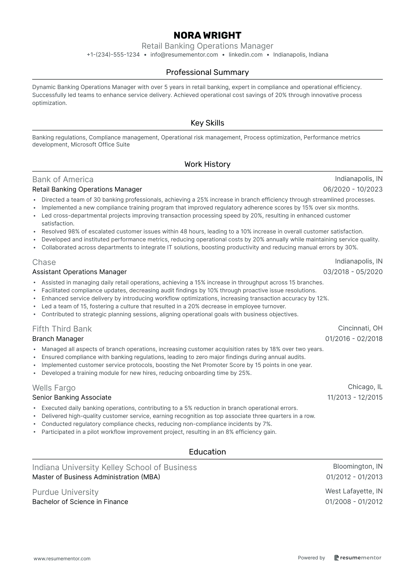 Retail Banking Operations Manager