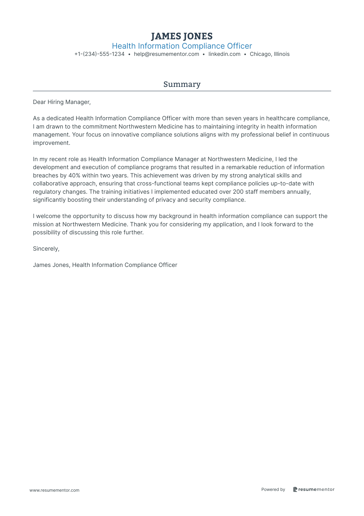 Health Information Compliance Officer