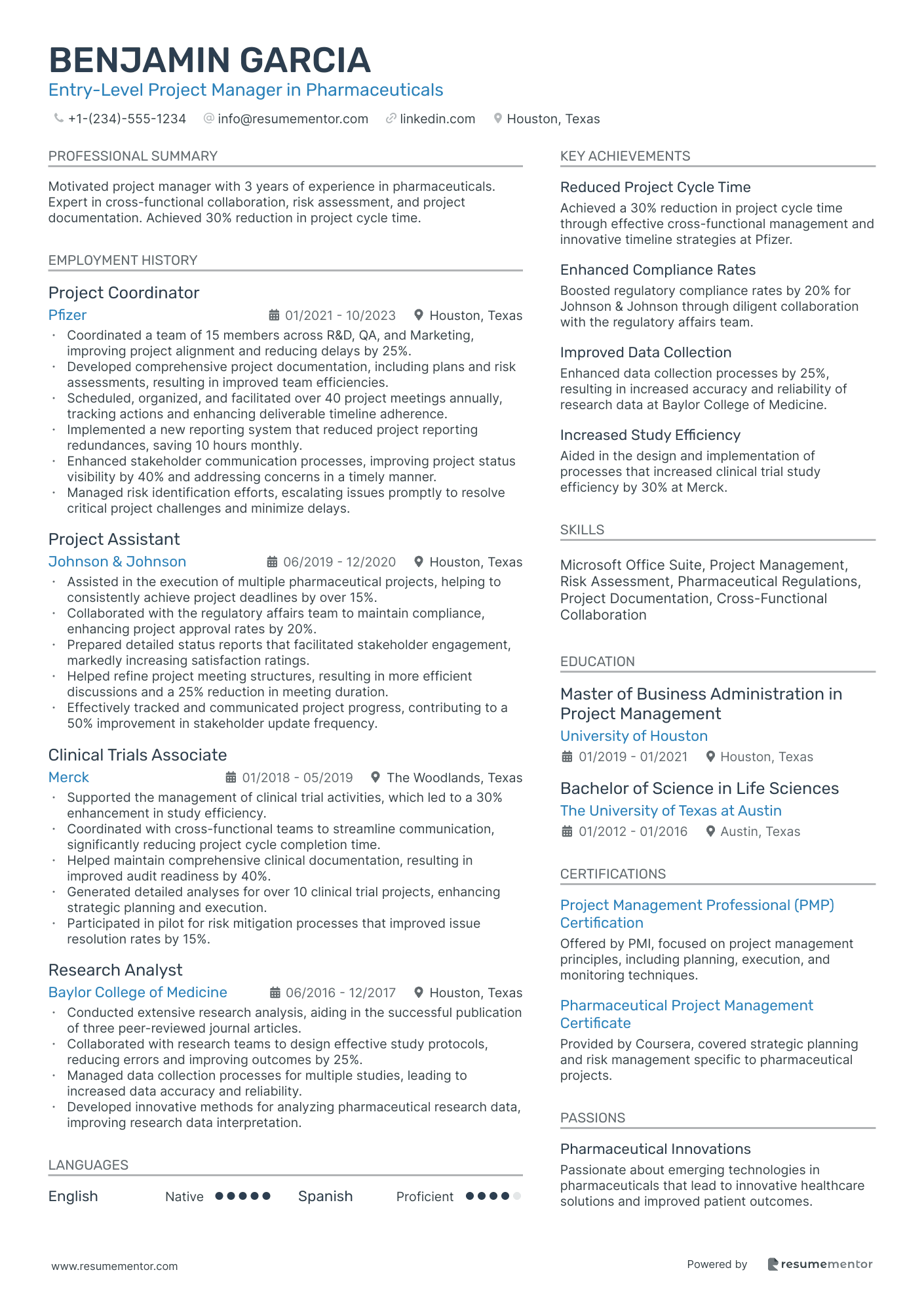 Entry Level Project Manager in Pharmaceuticals