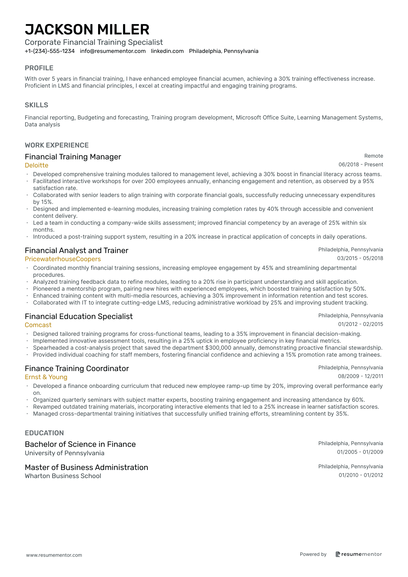 Corporate Financial Training Specialist
