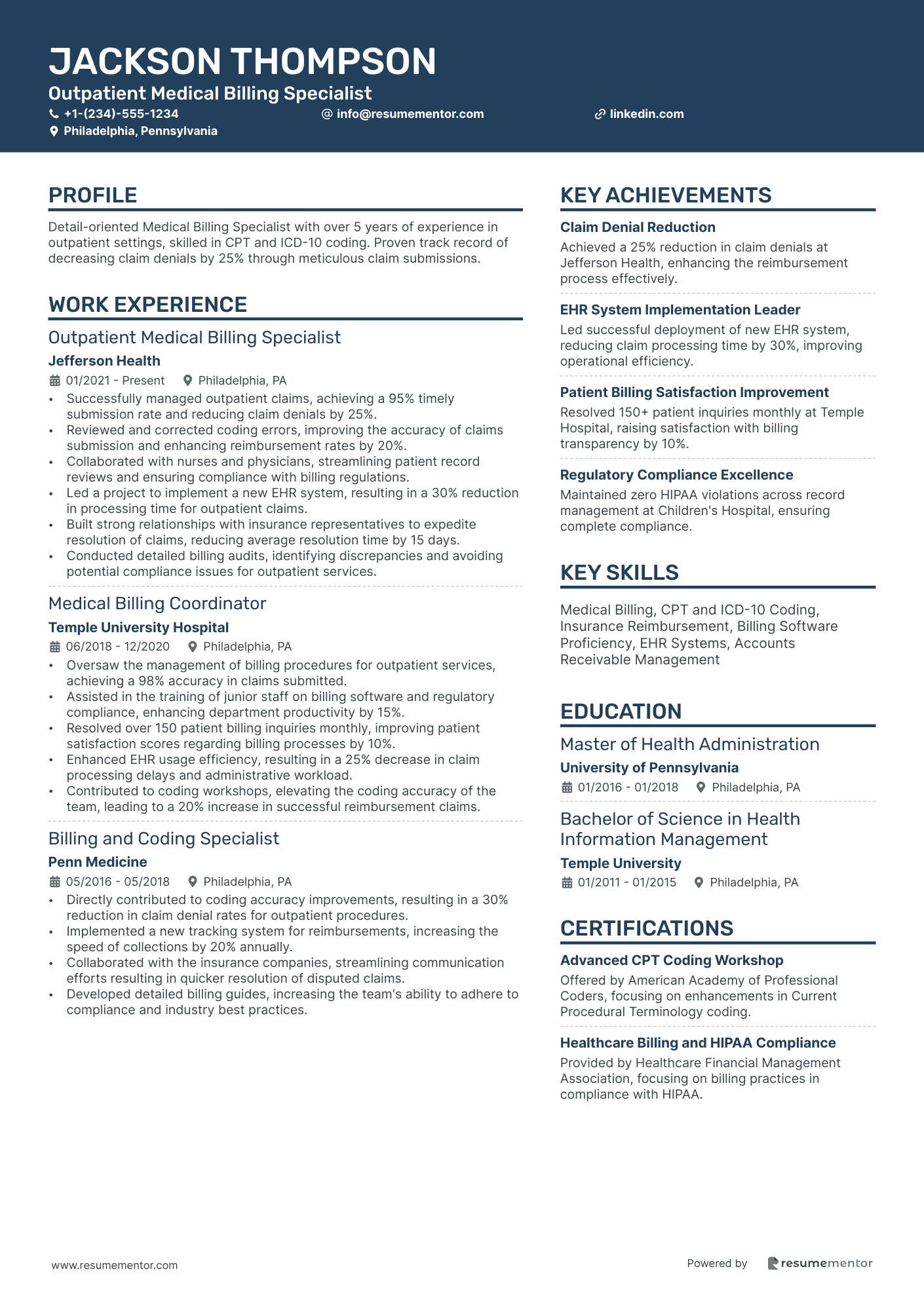 Outpatient Medical Billing Specialist