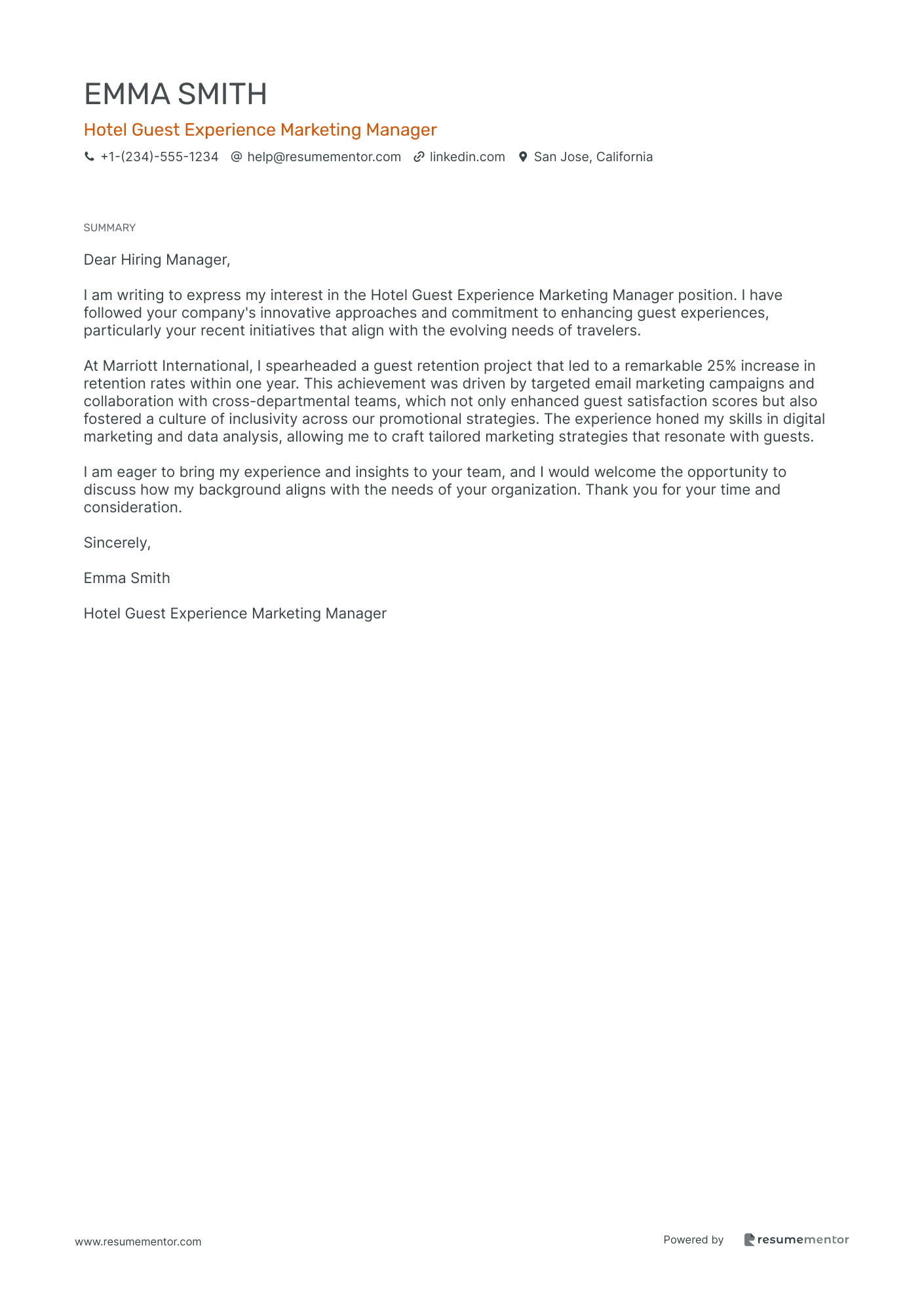 Hotel Guest Experience Marketing Manager