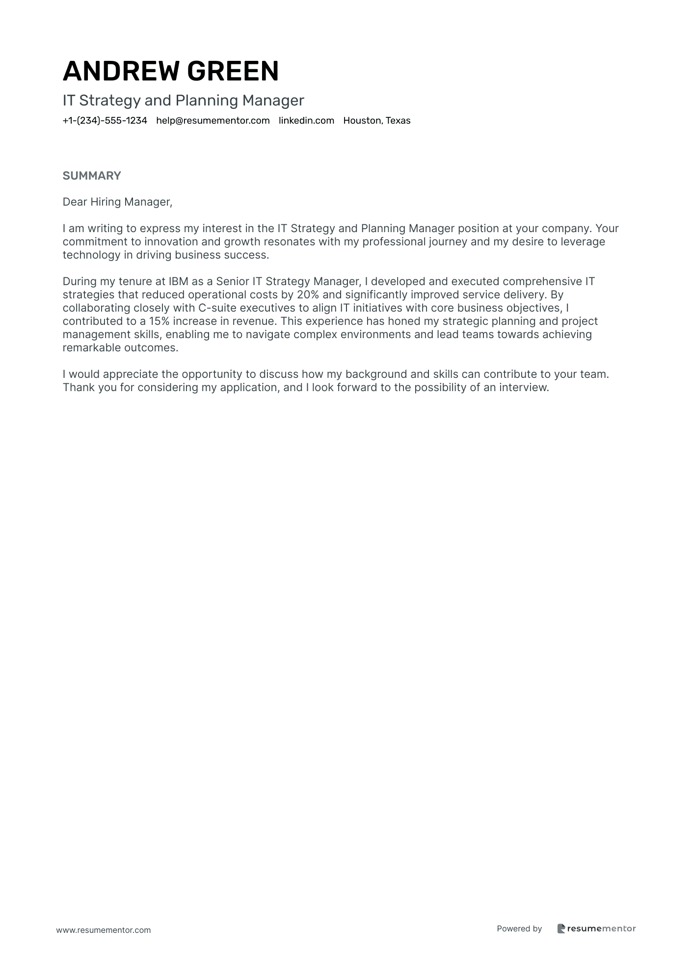 IT Strategy and Planning Manager