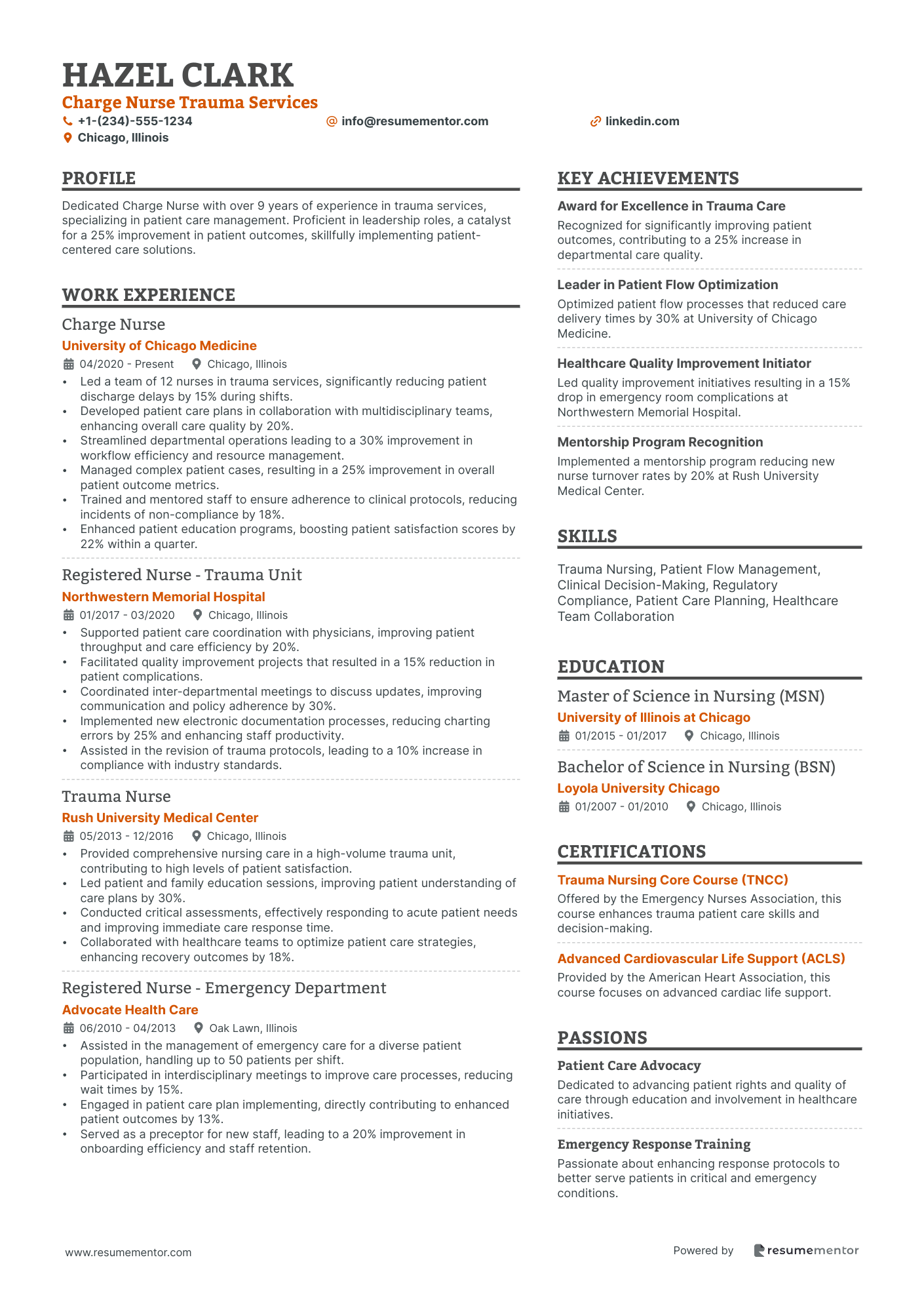 Charge Nurse Trauma Services