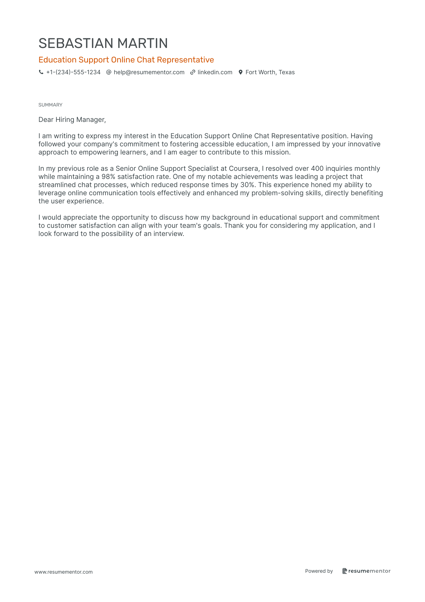 Education Support Online Chat Representative