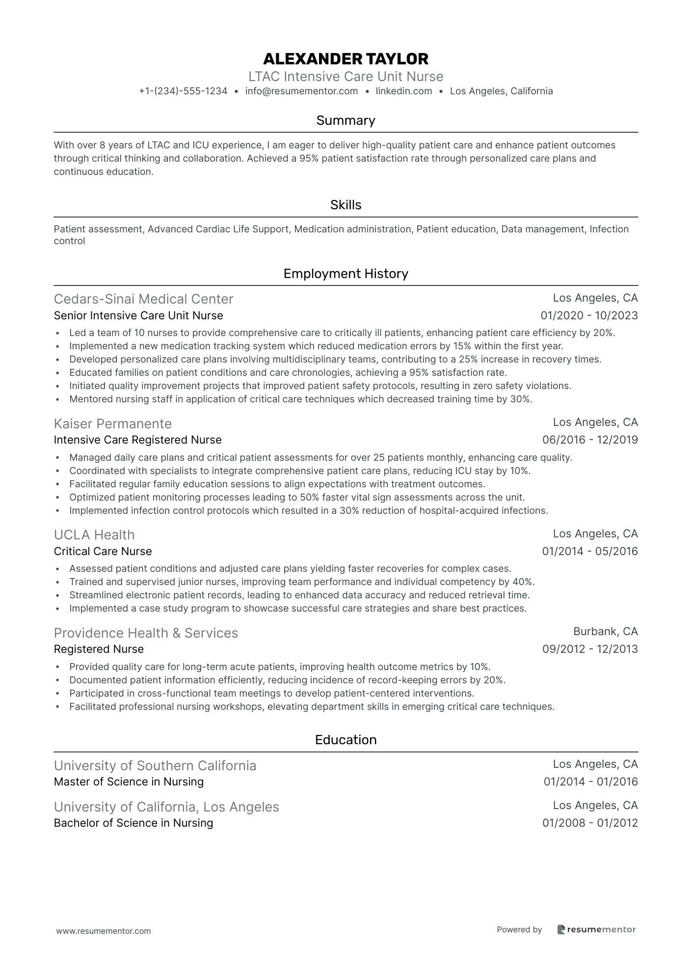 LTAC Intensive Care Unit Nurse