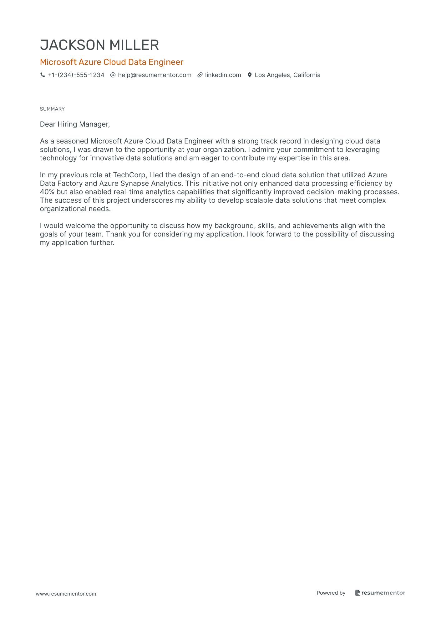 Microsoft Azure Cloud Data Engineer
