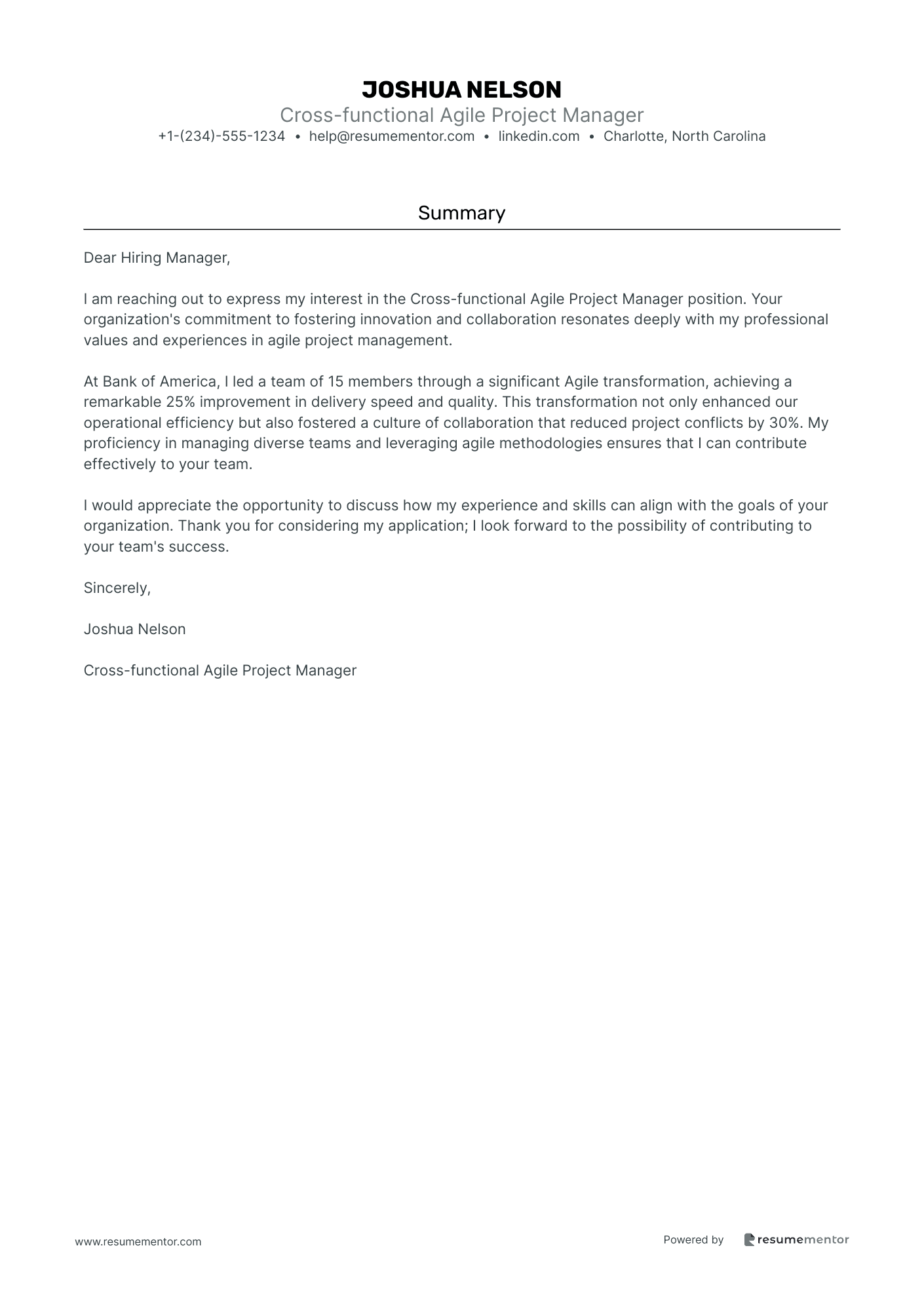Cross functional Agile Project Manager