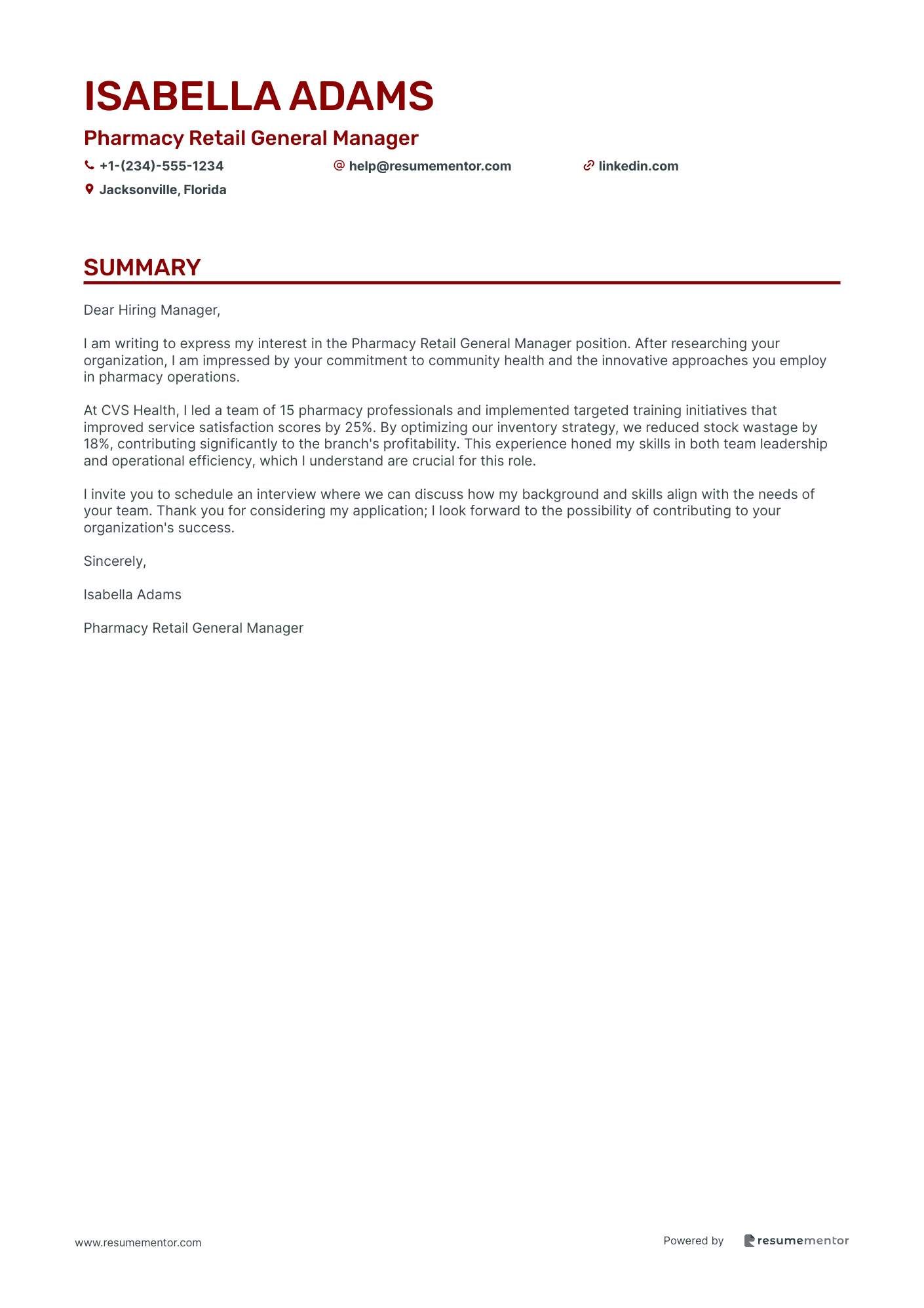 Pharmacy Retail General Manager