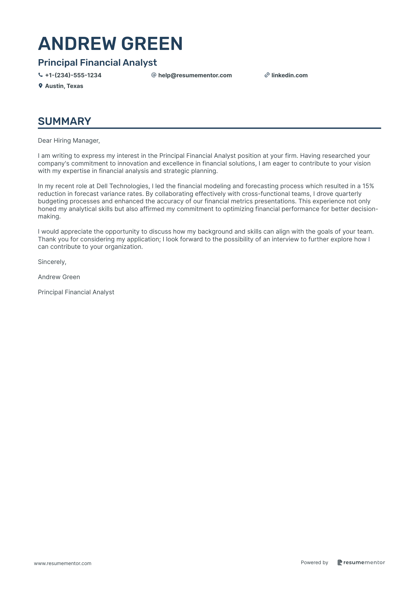 Principal Financial Analyst