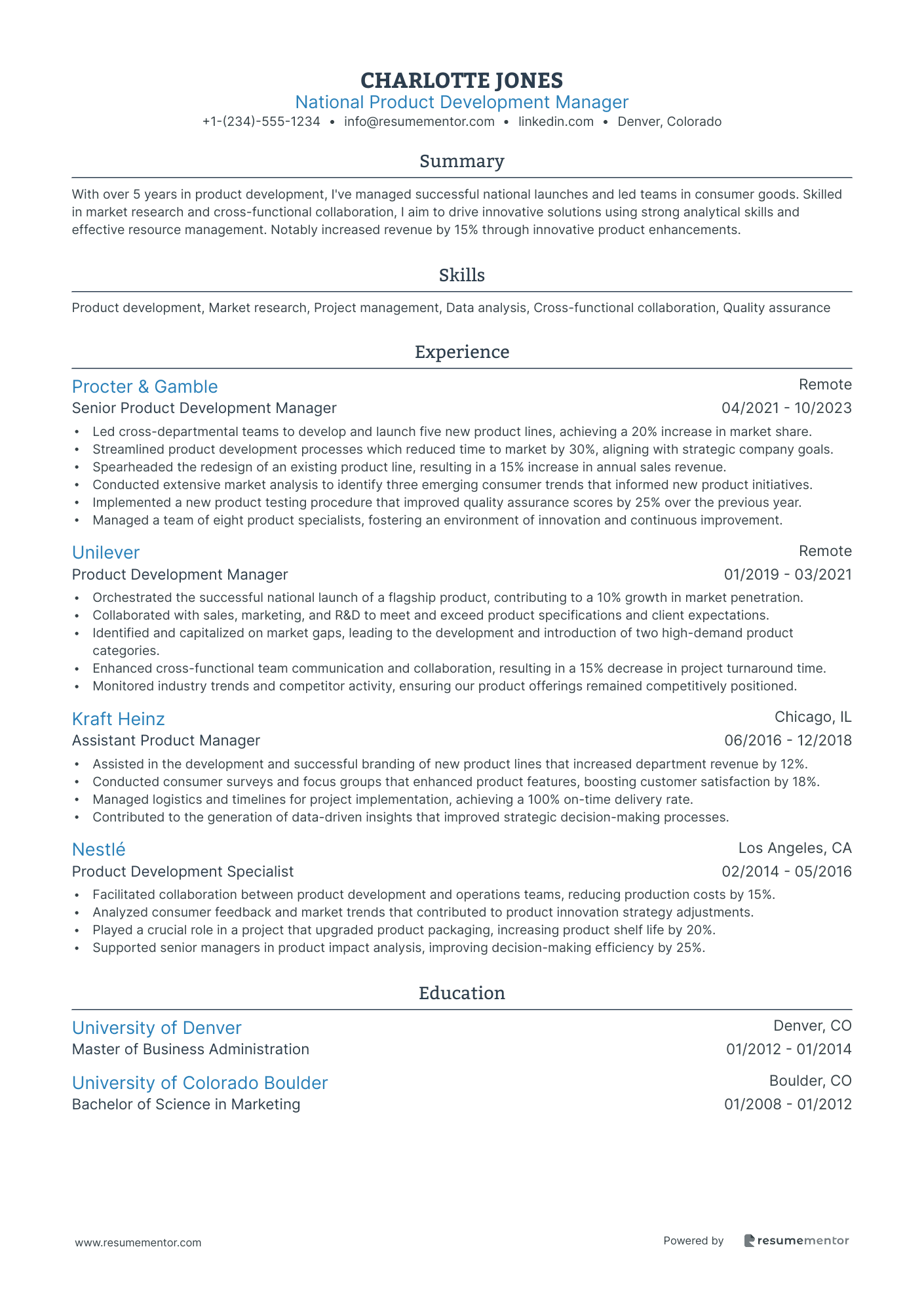 National Product Development Manager