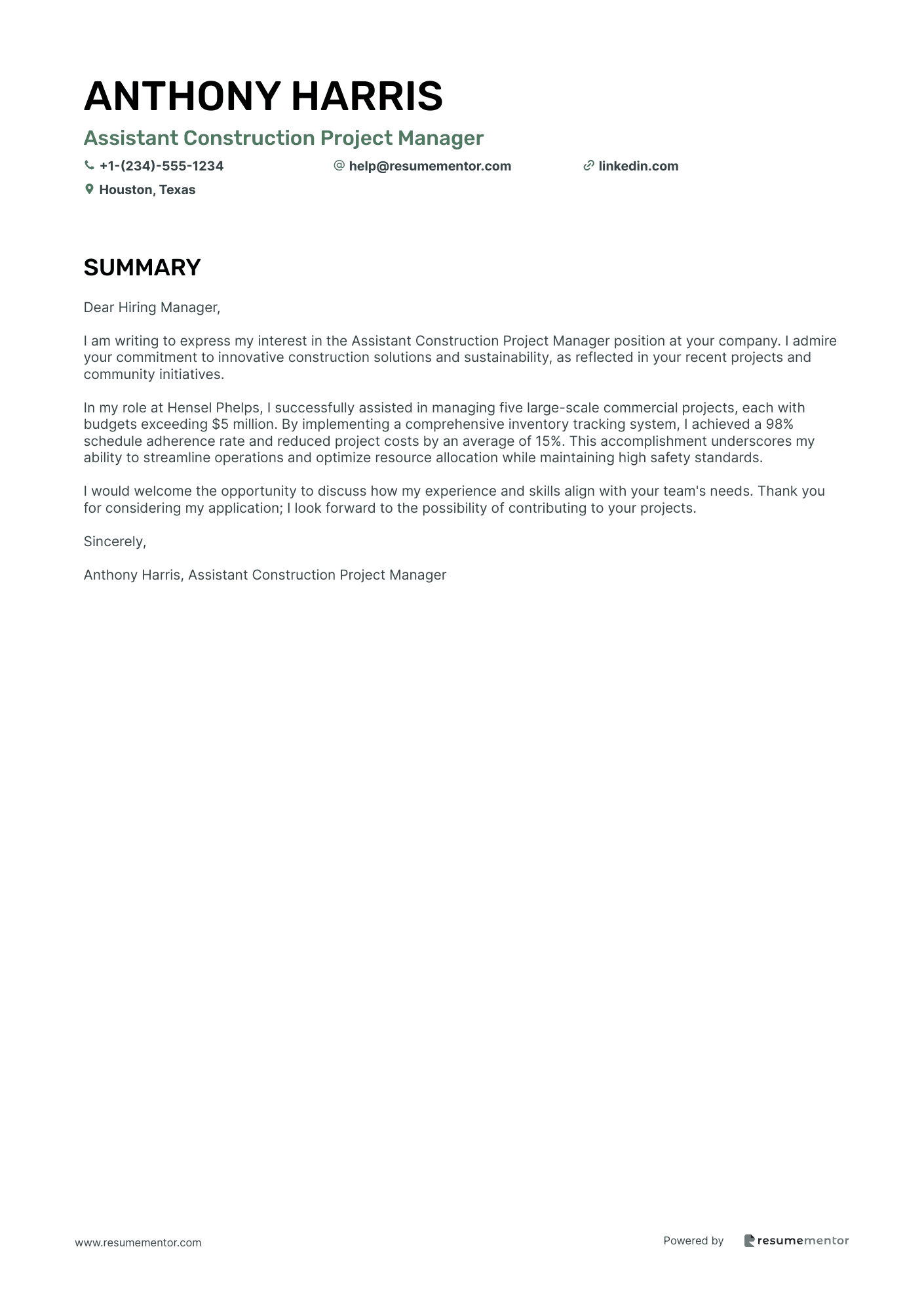 Assistant Construction Project Manager
