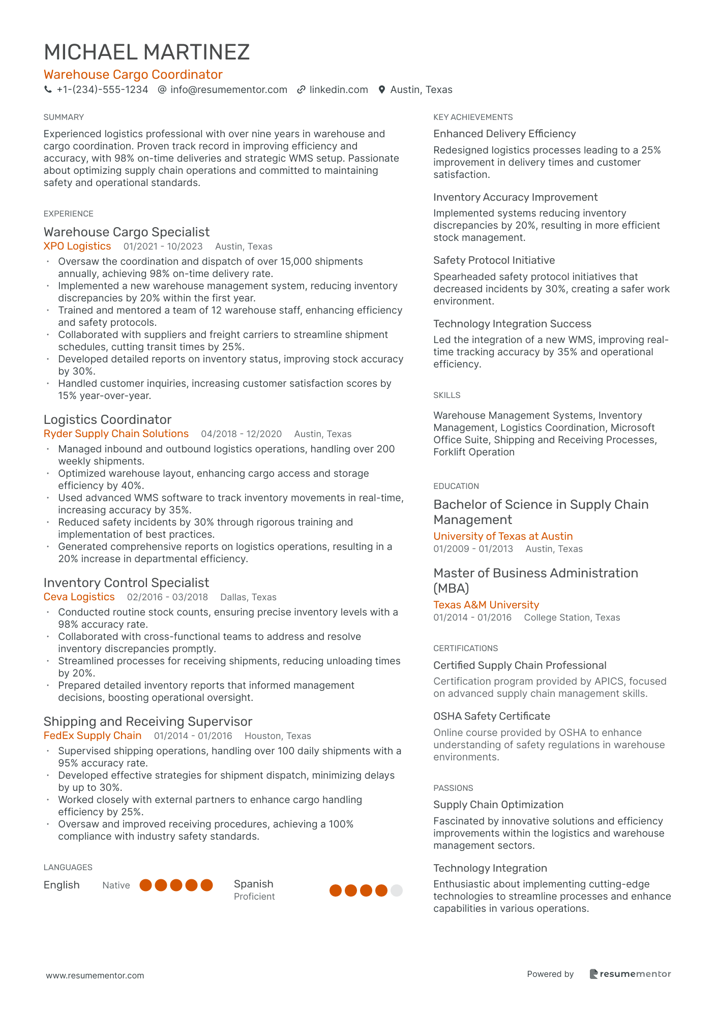 Warehouse Cargo Coordinator