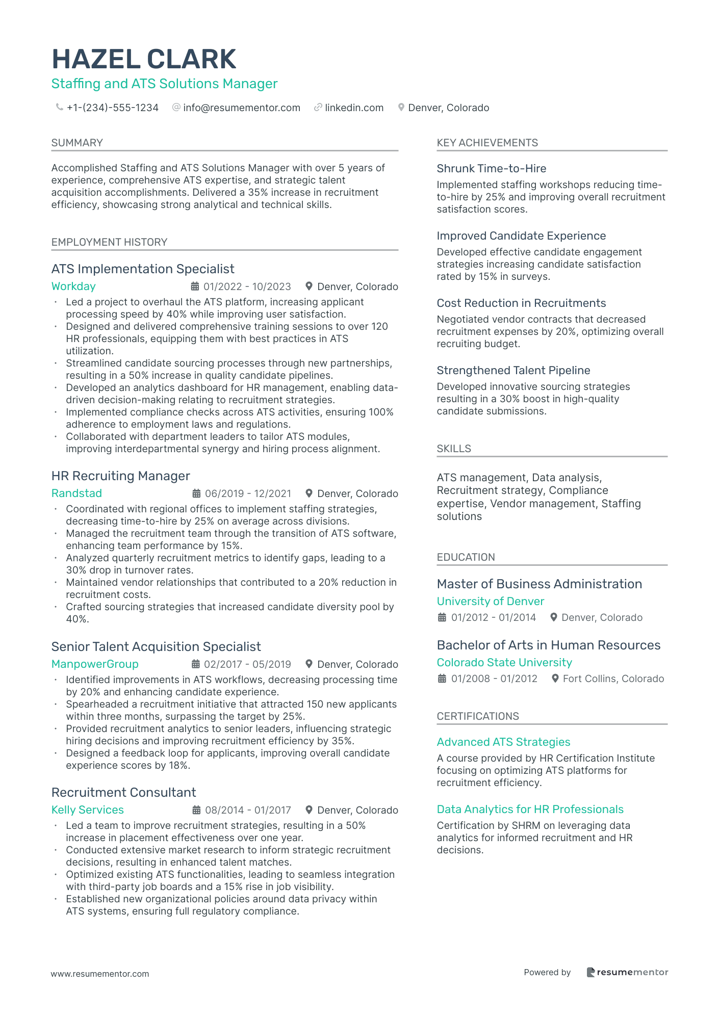 Staffing and ATS Solutions Manager