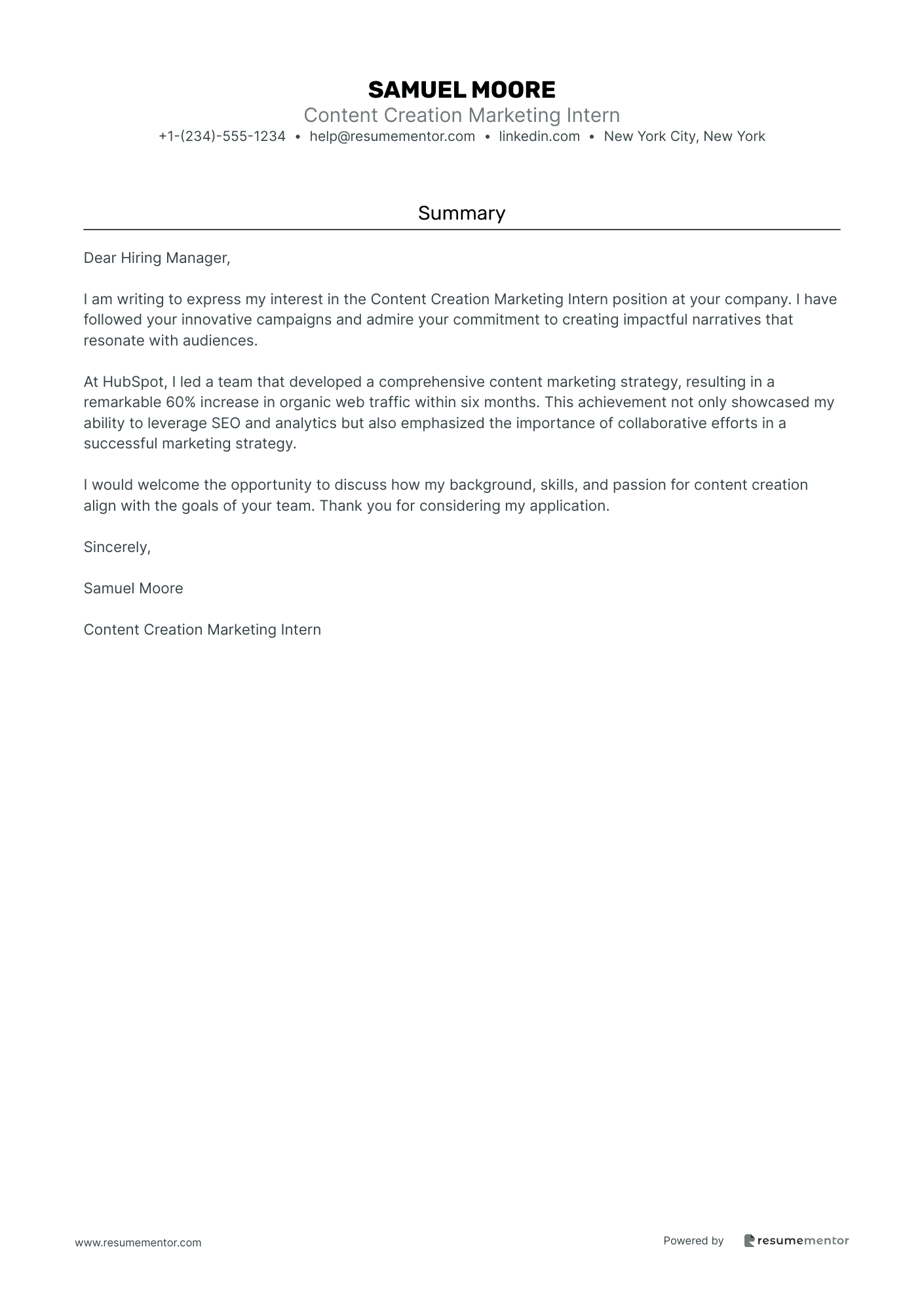 Content Creation Marketing Intern