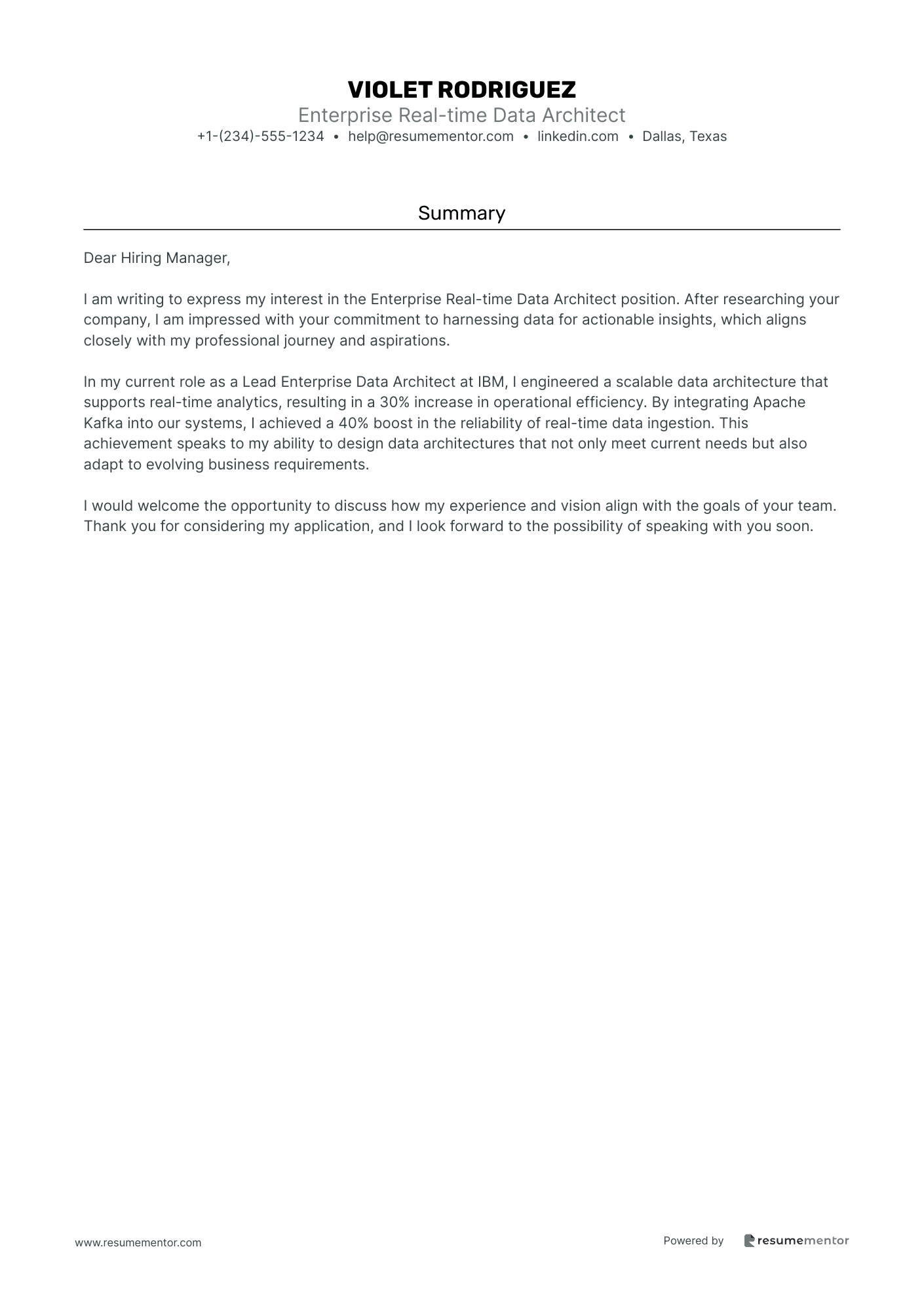 Enterprise Real time Data Architect