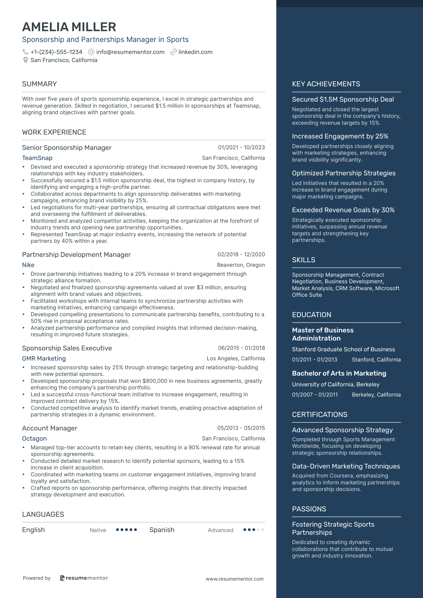 Sponsorship and Partnerships Manager in Sports