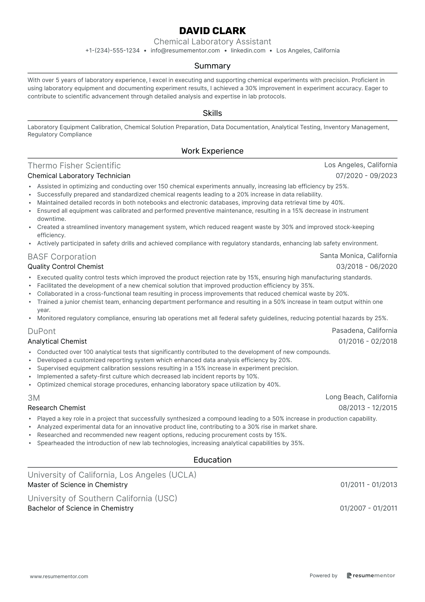 Chemical Laboratory Assistant