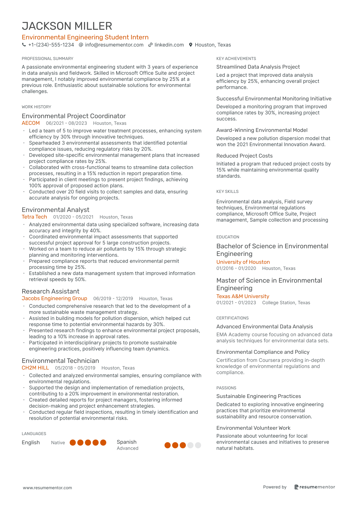 Environmental Engineering Student Intern