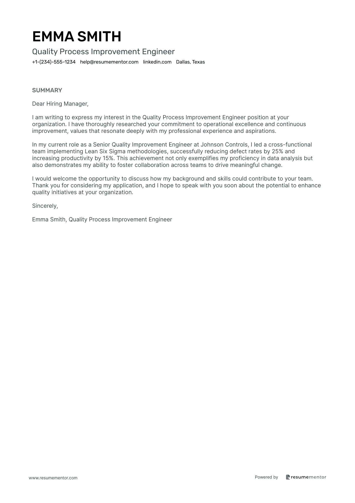 Quality Process Improvement Engineer