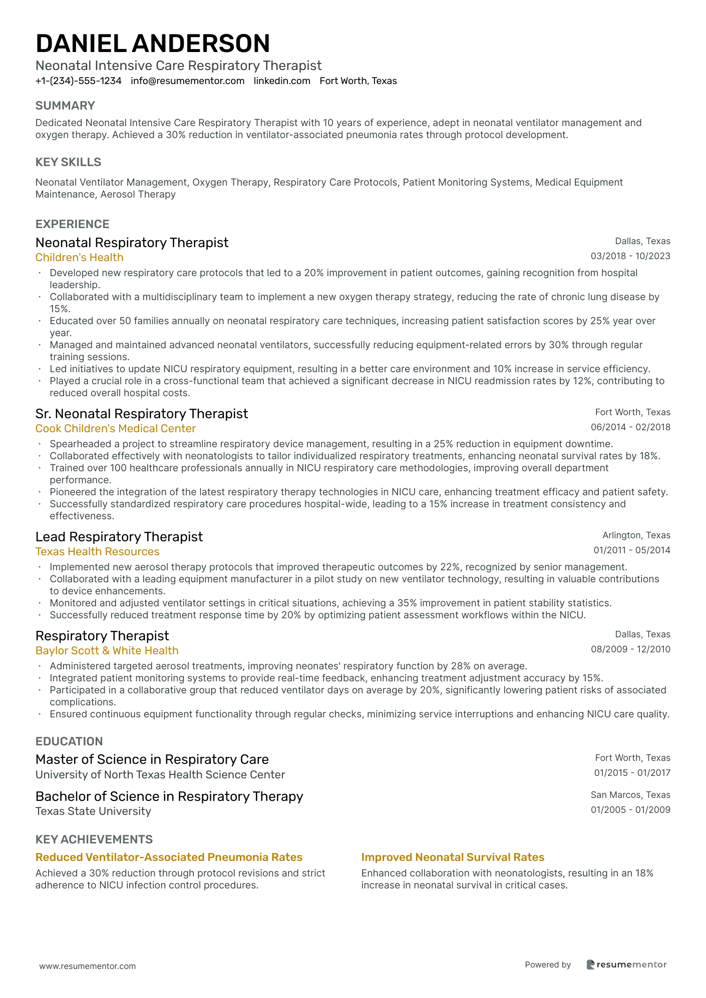 Neonatal Intensive Care Respiratory Therapist