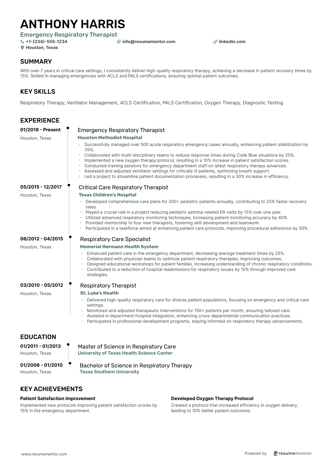 Emergency Respiratory Therapist