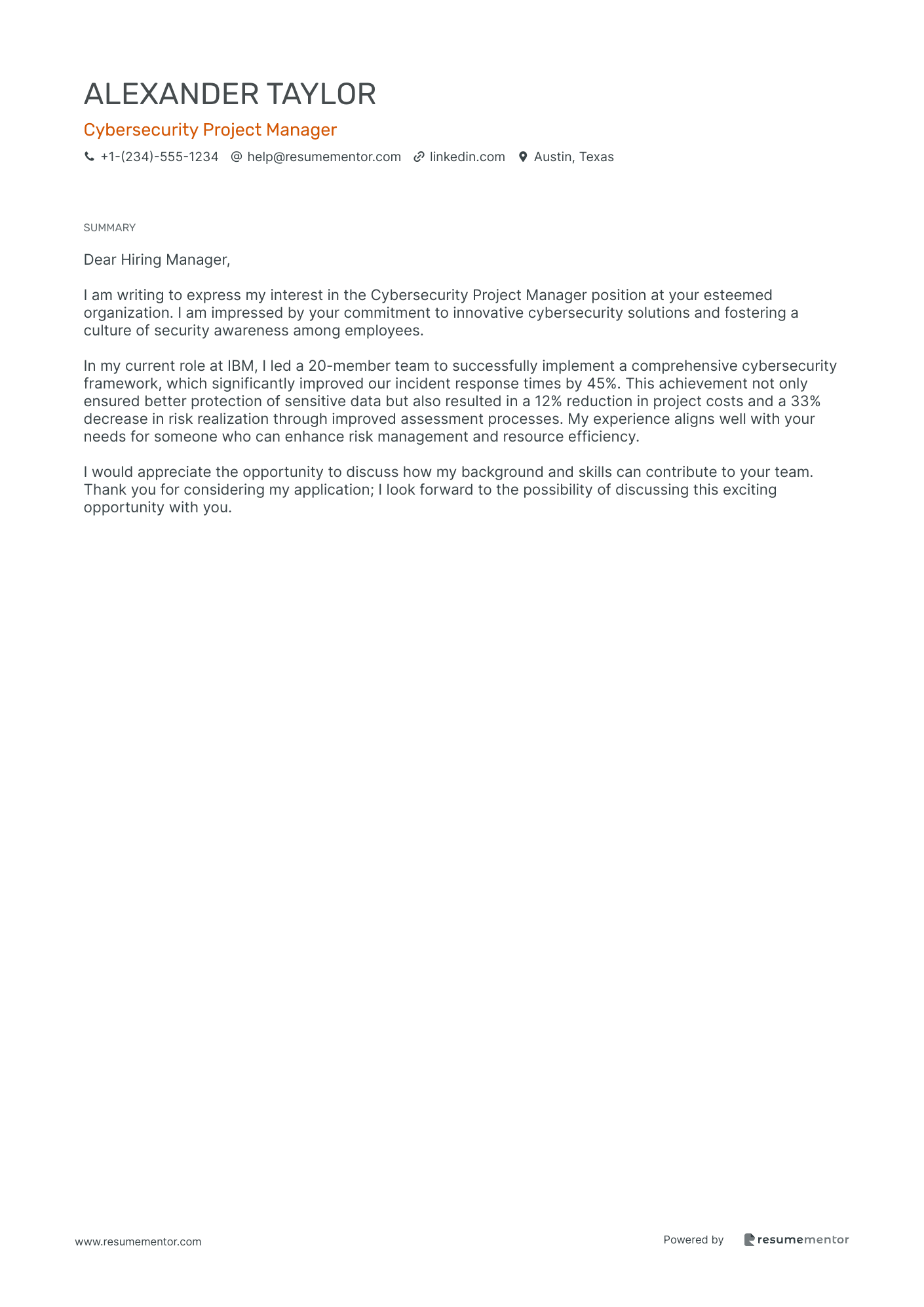 Cybersecurity Project Manager