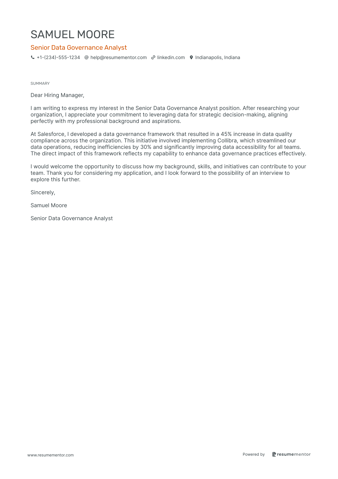 Senior Data Governance Analyst