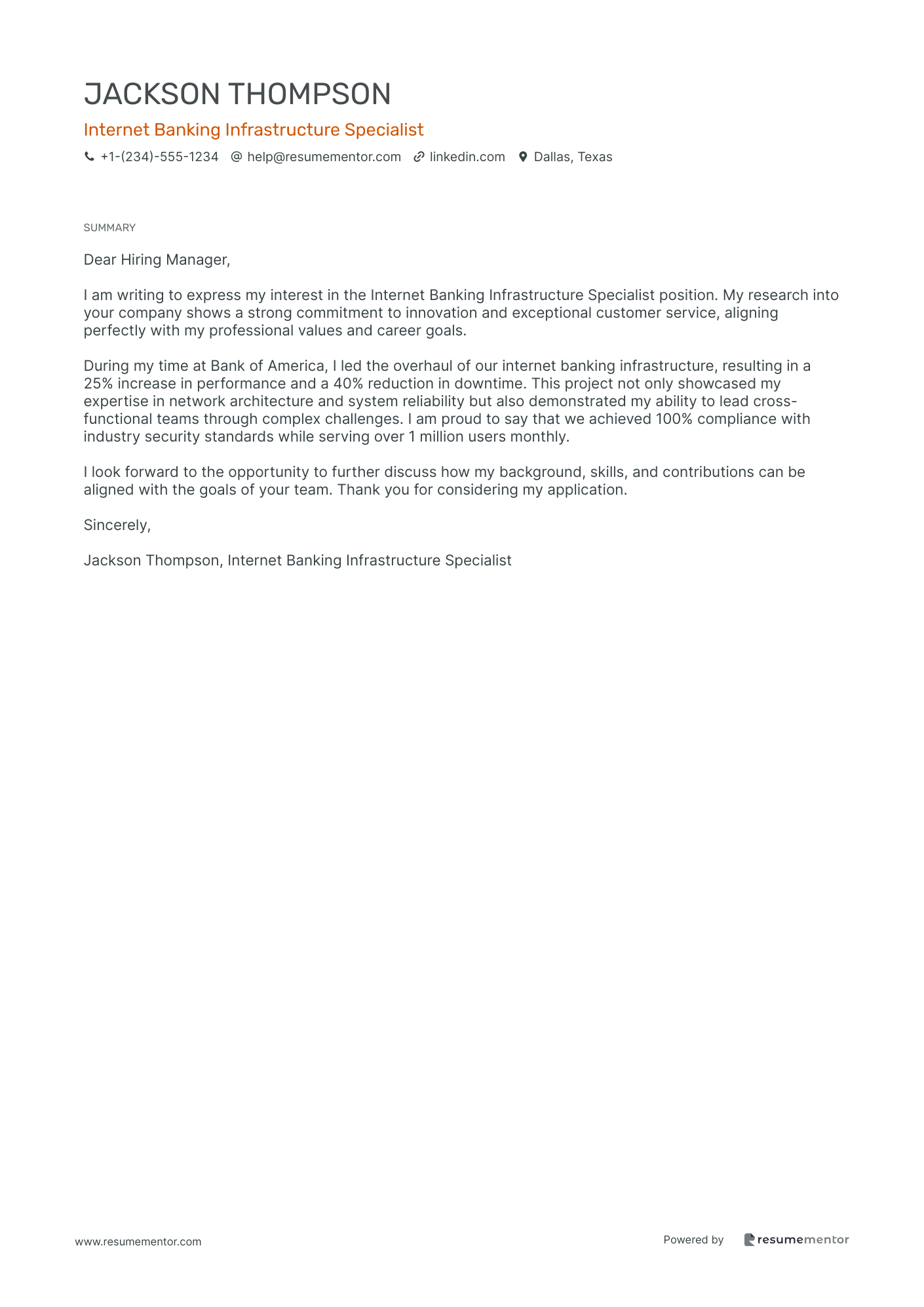 Internet Banking Infrastructure Specialist