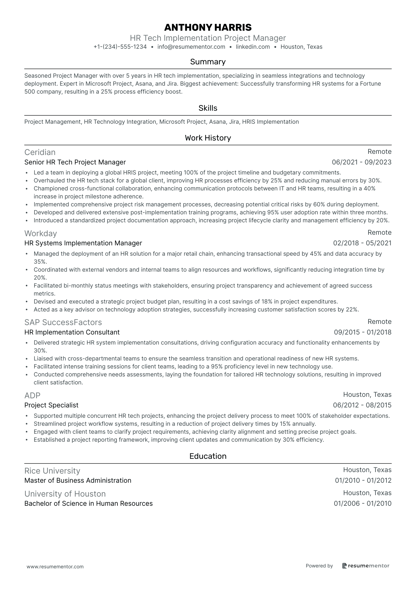 HR Tech Implementation Project Manager