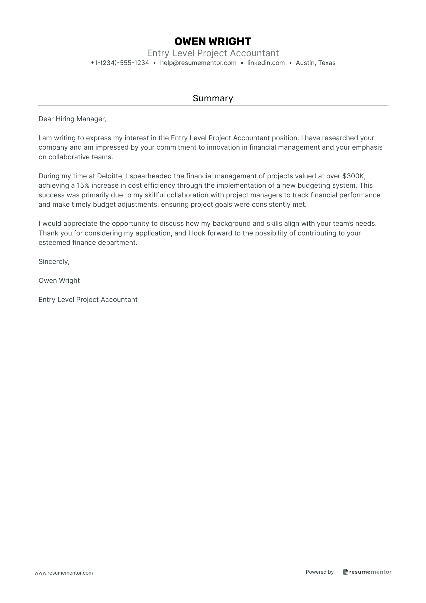 Entry Level Project Accountant