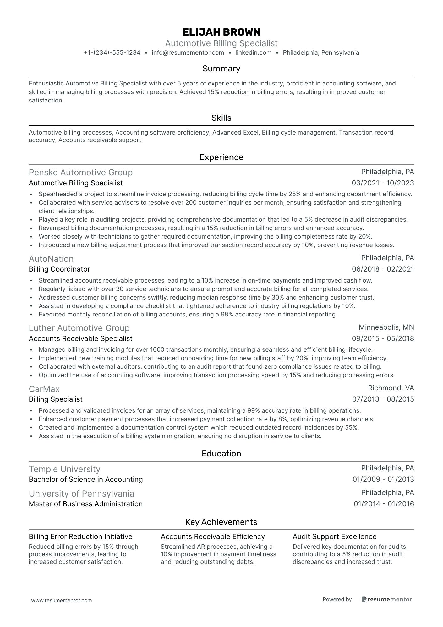 Automotive Billing Specialist