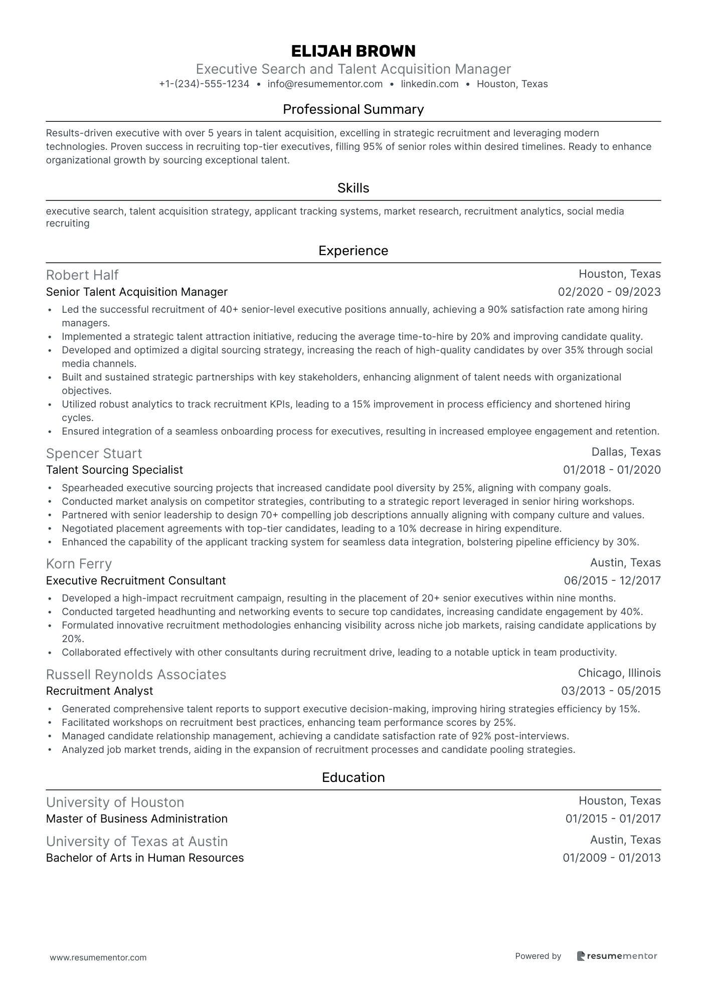 Executive Search and Talent Acquisition Manager