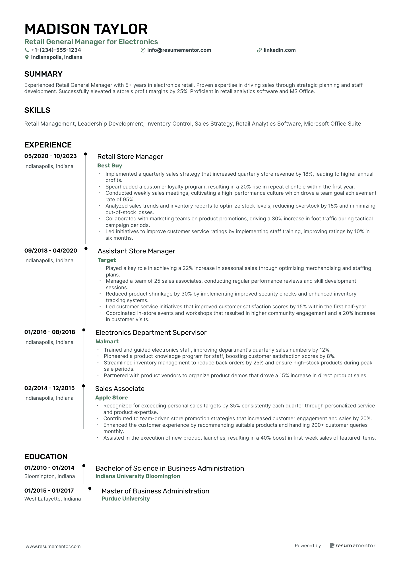 Retail General Manager for Electronics