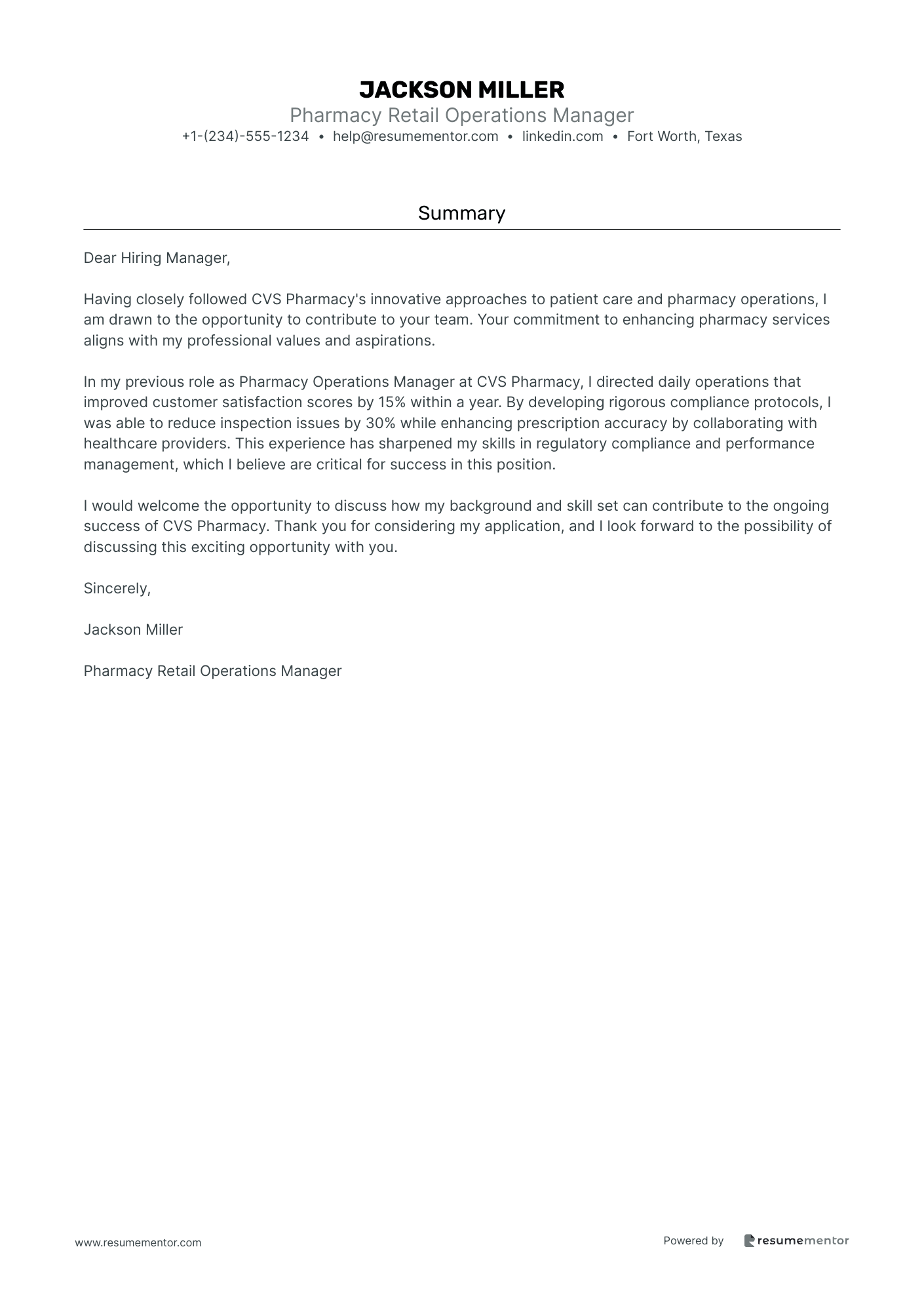 Pharmacy Retail Operations Manager