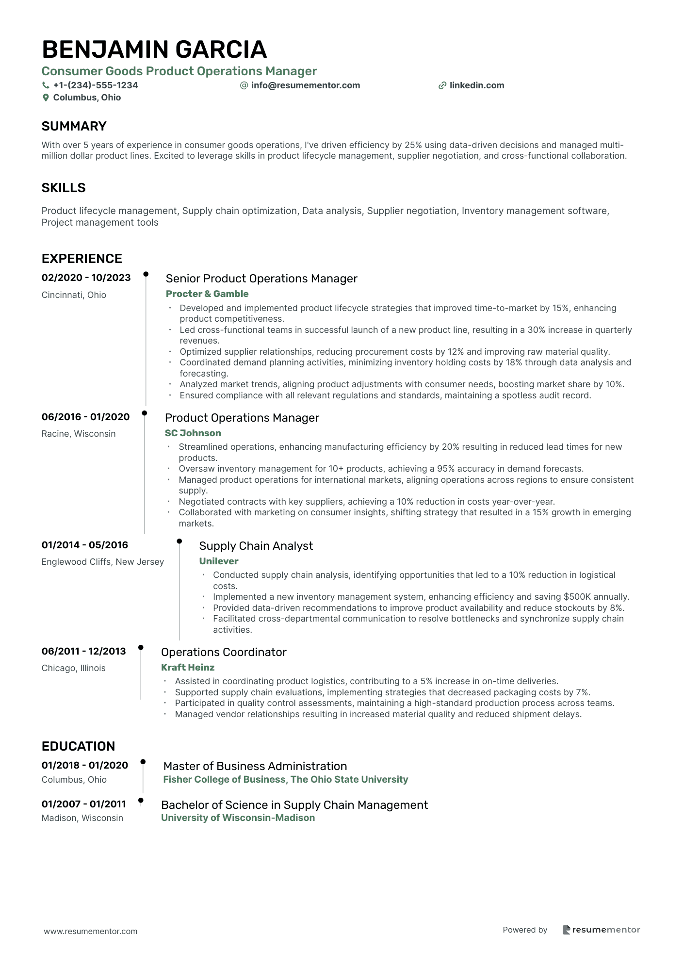 Consumer Goods Product Operations Manager